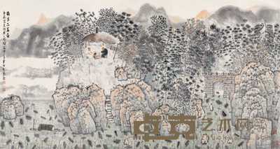 张捷 2000年作 品茗图 镜心 182×98cm